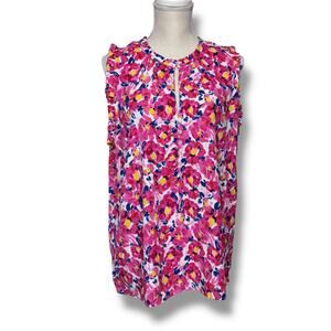 Time and Tru Pink Floral Sleeveless Blouse Size Large